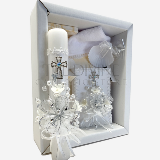 Baptism Candle Set 5 Piece White Style 55