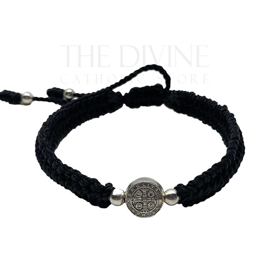 St Benedict Threaded Bracelet Black