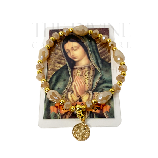 Beige St Benedict Bracelet with Prayer Card