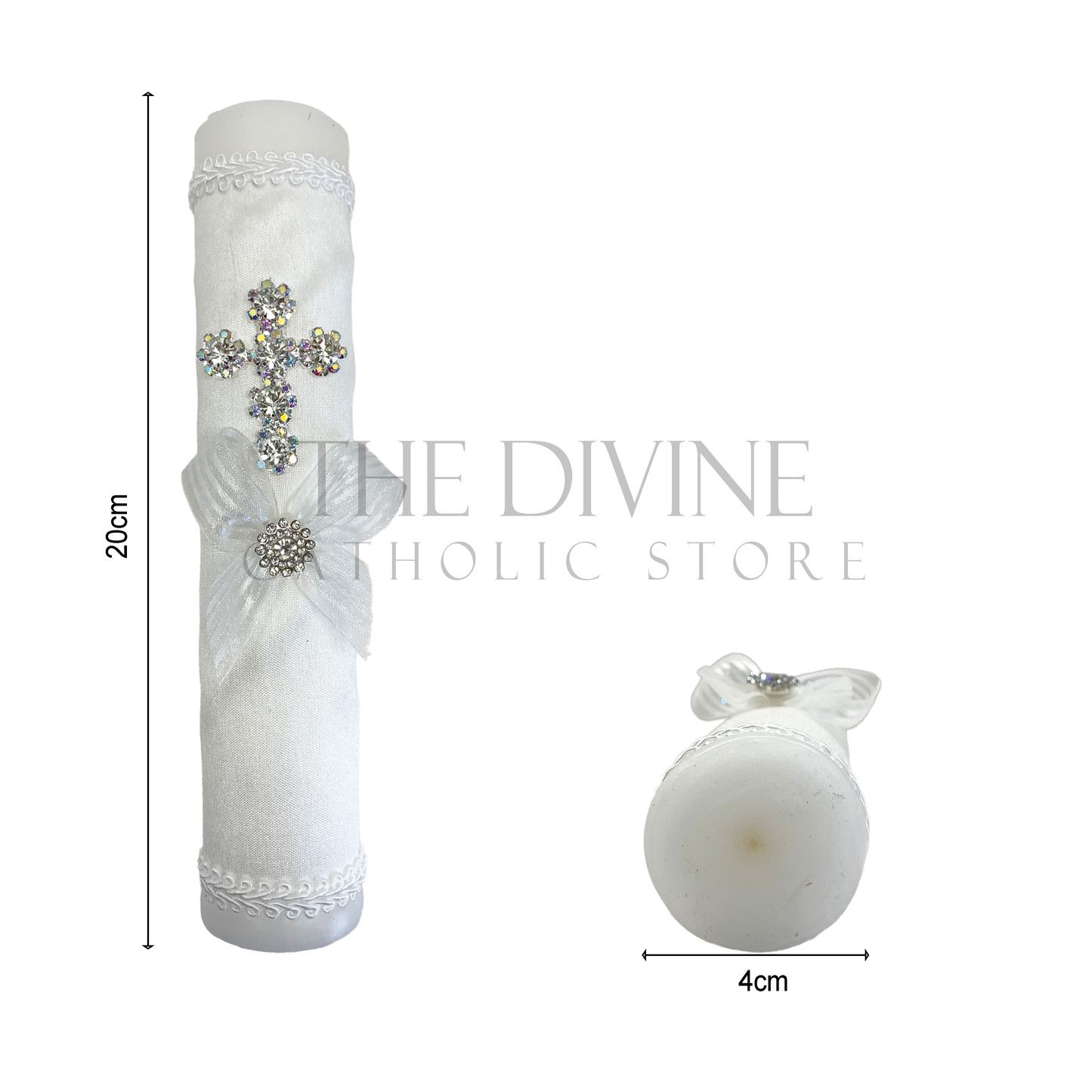 Single Candle Decorated Rhinestone Crystal Cross