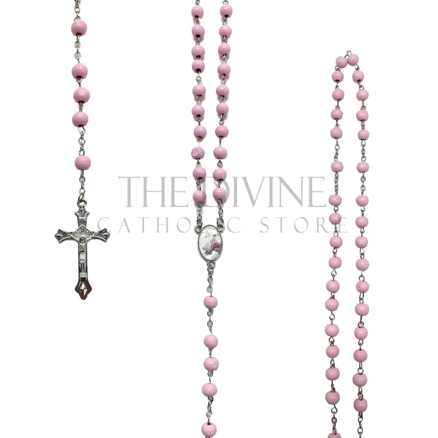 Pink Baptism Rosary Favors Set 12ct