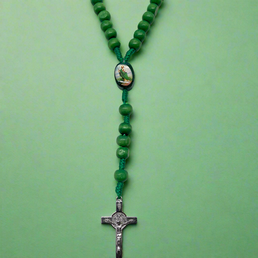 St. Jude Green Wooden Rosary